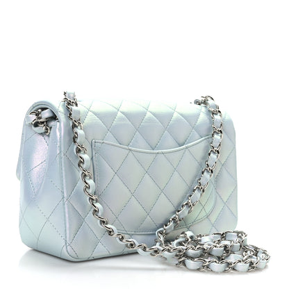 Chanel Iridescent Calfskin Quilted Mini Rectangular Flap Light Blue 3 of 9