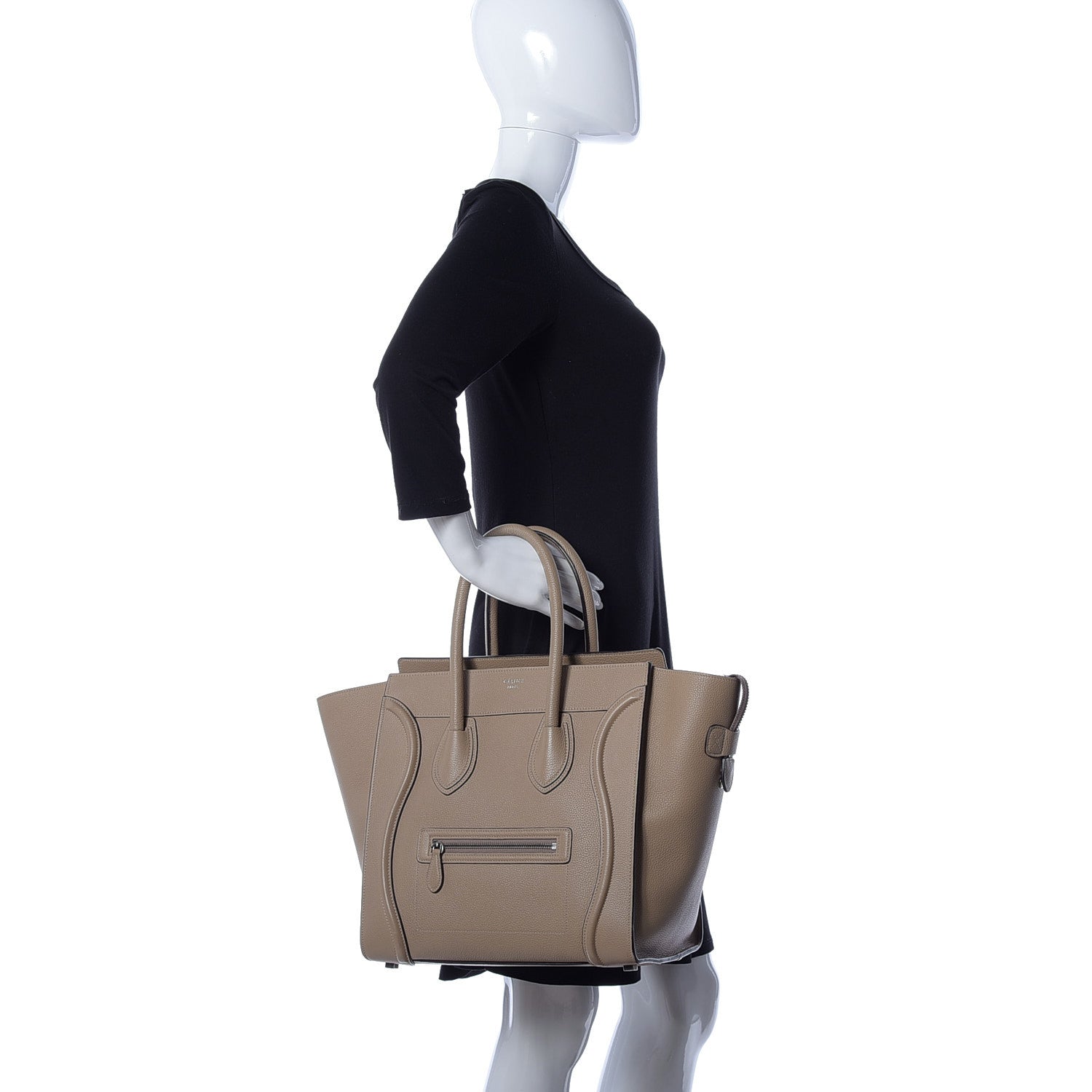 Celine Drummed Calfskin Mini Luggage Dune 2 of 24