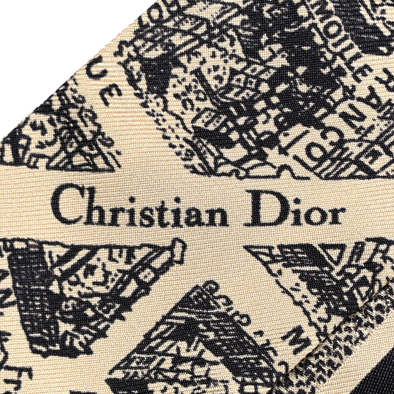 Christian Dior Silk Plan De Paris Mitzah Scarf Beige Black 1455403