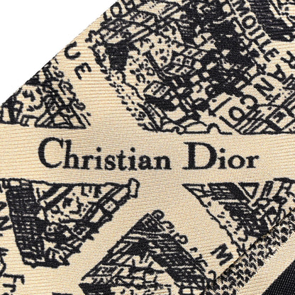 Christian Dior Silk Plan De Paris Mitzah Scarf Beige Black 3 of 4