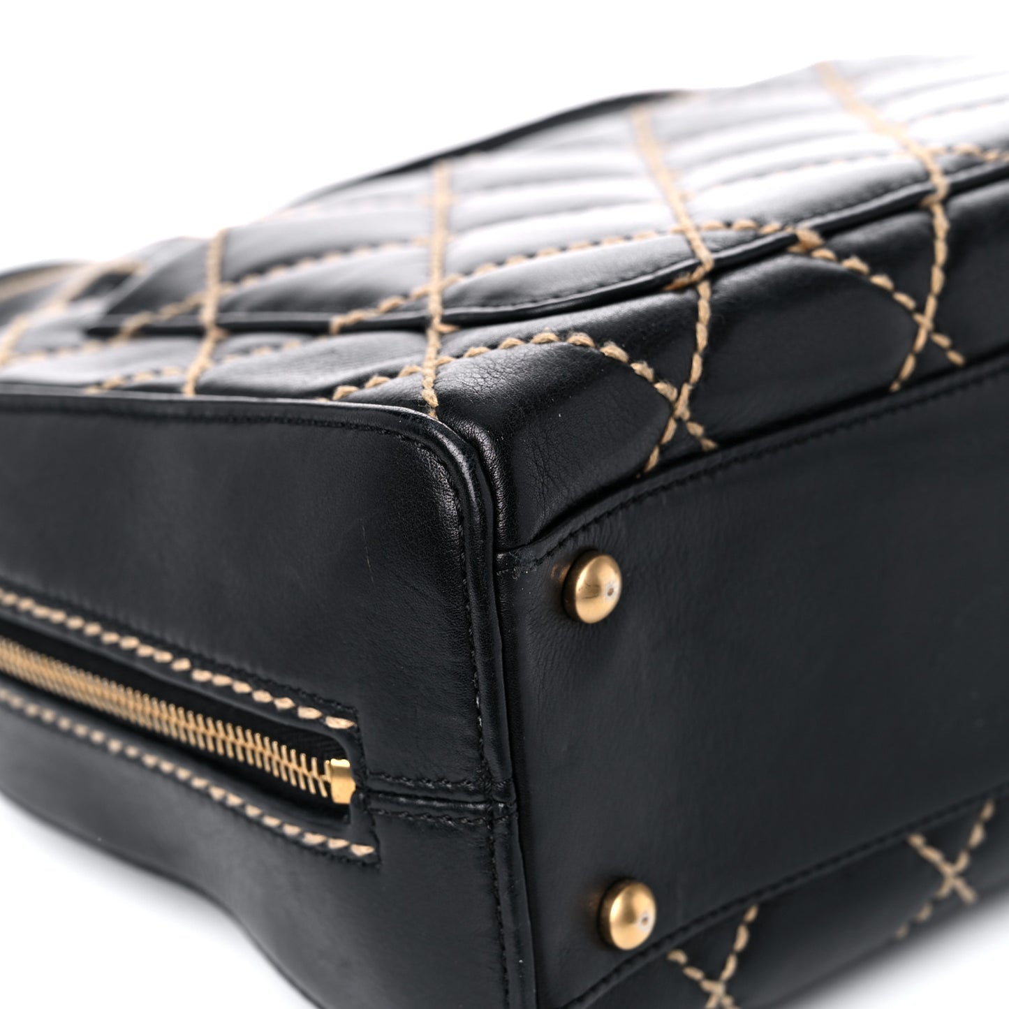 Calfskin Contrast Stitch Surpique Bowler Black