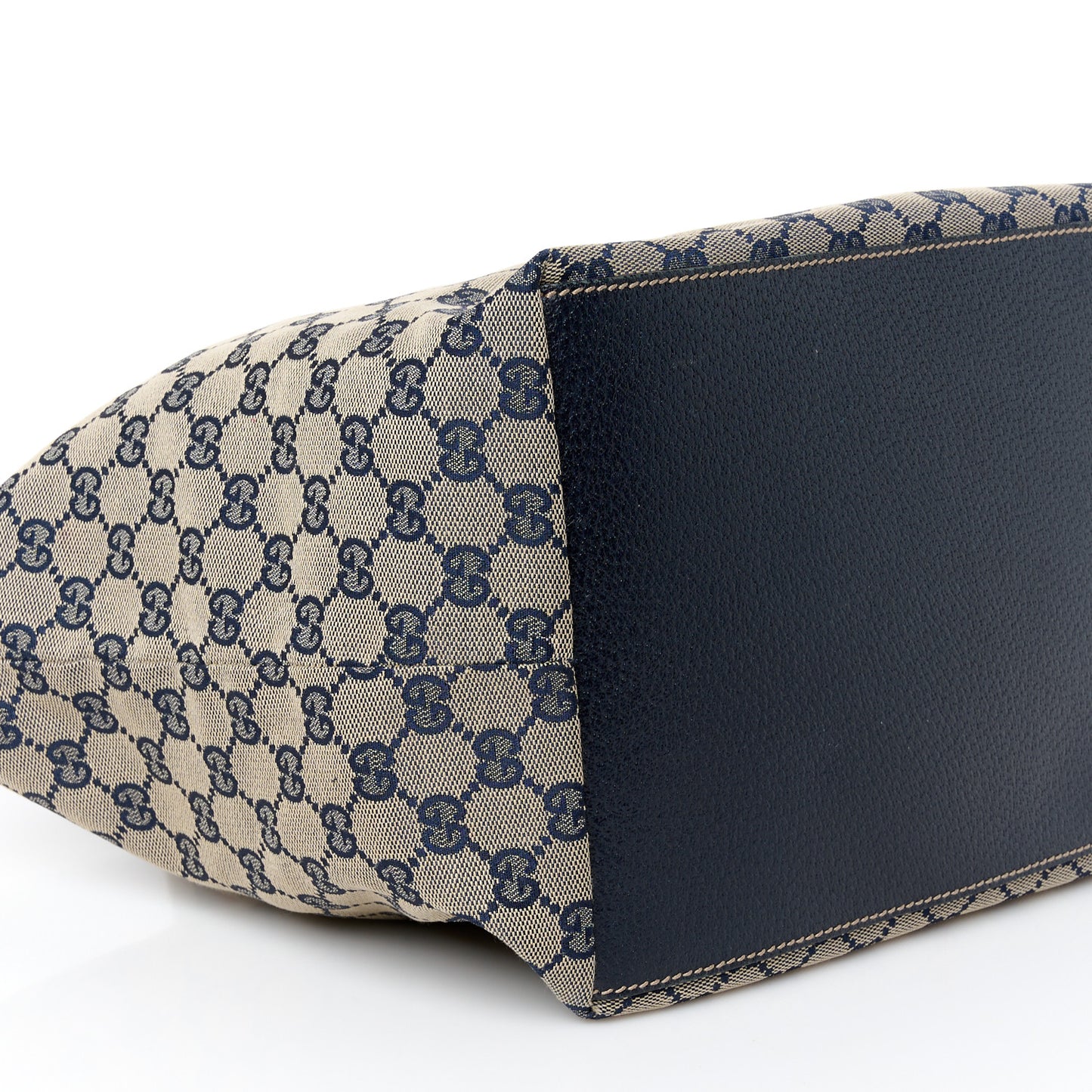 GG Monogram Medium Web Handle Bucket Tote Navy Blue