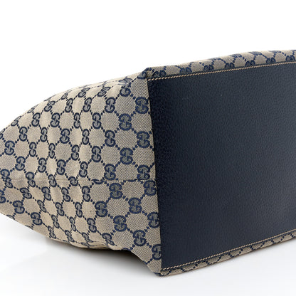 Gucci GG Monogram Medium Web Handle Bucket Tote Navy Blue 9 of 10