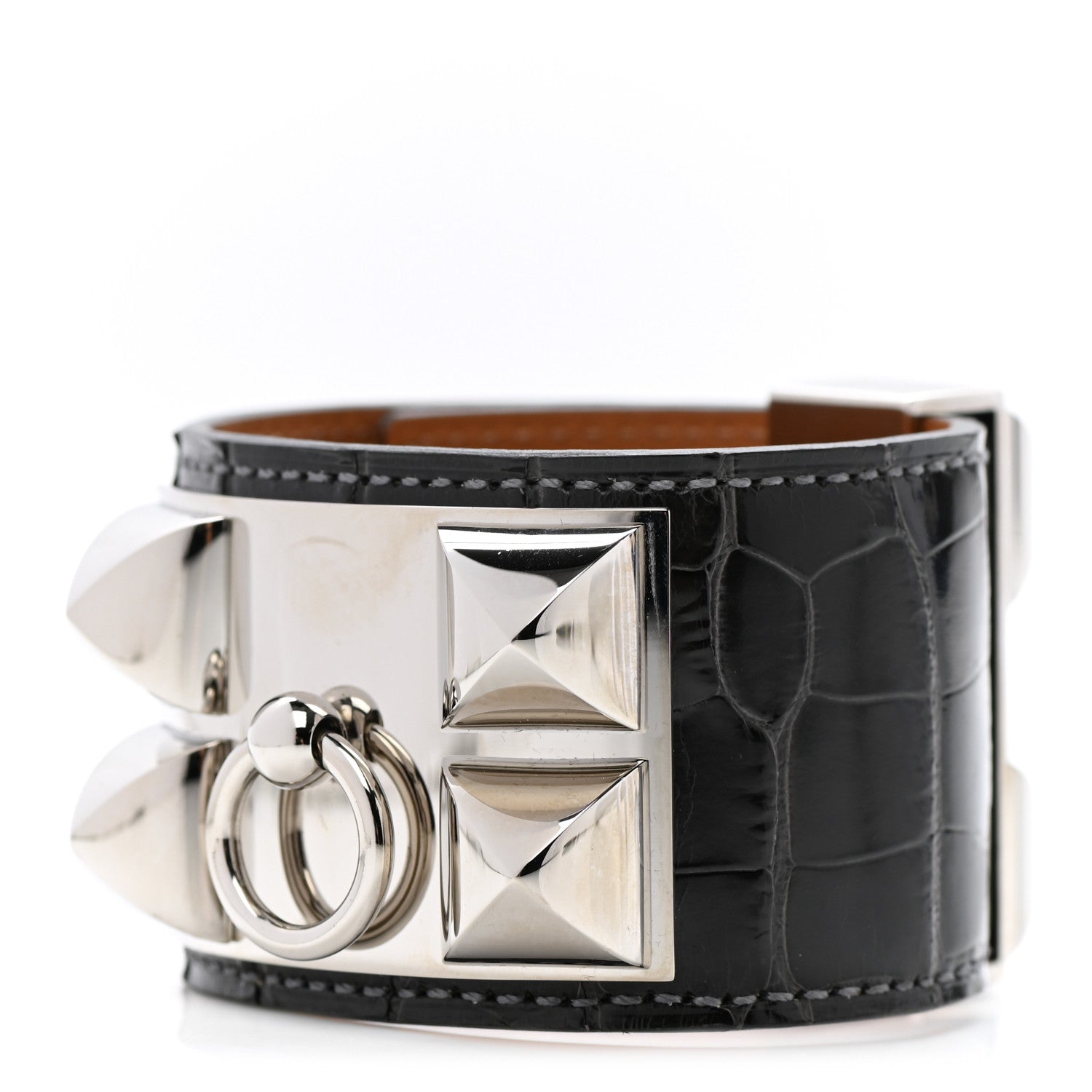 Hermes Shiny Alligator Collier de Chien CDC Bracelet S Graphite 1 of 5