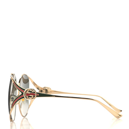 Gucci Metal Oversized Round Frame GG0225S Sunglasses Gold 3 of 7