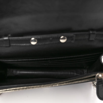 Balenciaga Shiny Calfskin Logo Crocodile Embossed Ville Wallet on Chain Black 4 of 8