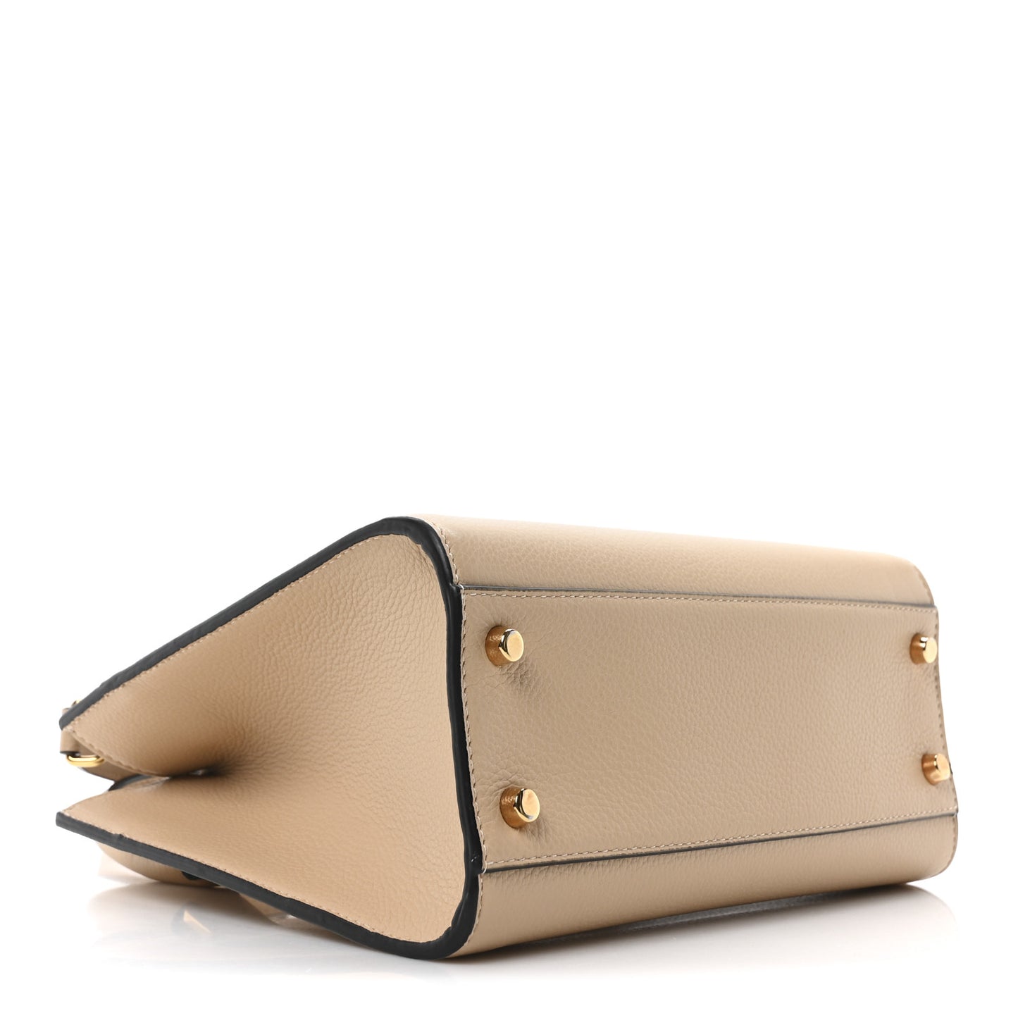 Grainy Calfskin Virtus Top Handle Tote Beige