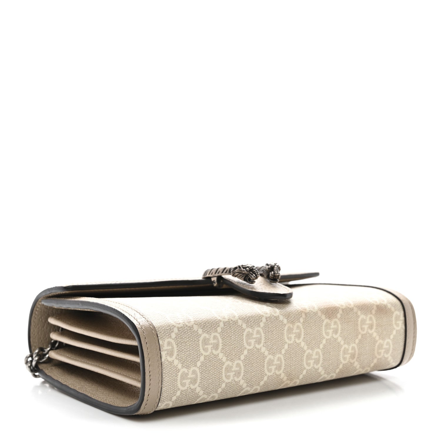 Gucci GG Supreme Monogram Textured Dollar Calfskin Mini Dionysus Chain Wallet Beige Mystic White Oatmeal 4 of 12