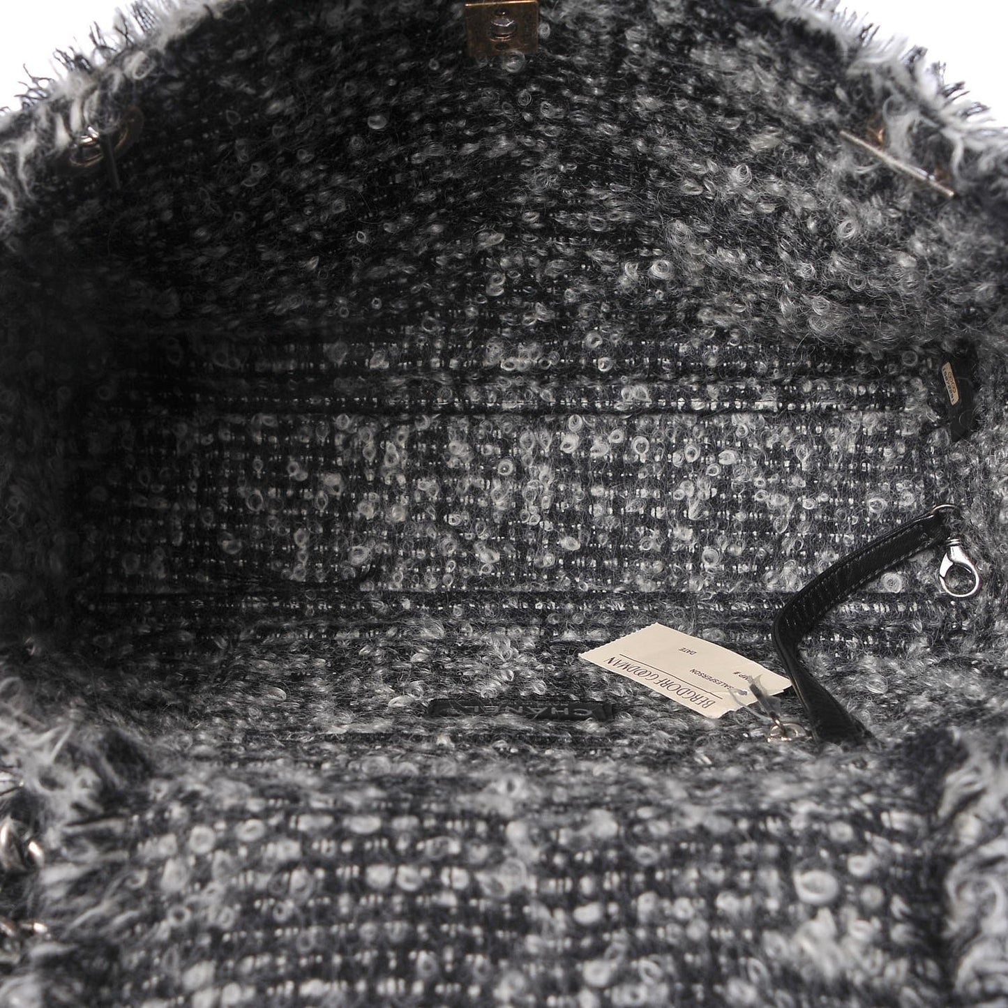 Tweed Calfskin Tweedy Shopping Tote Black
