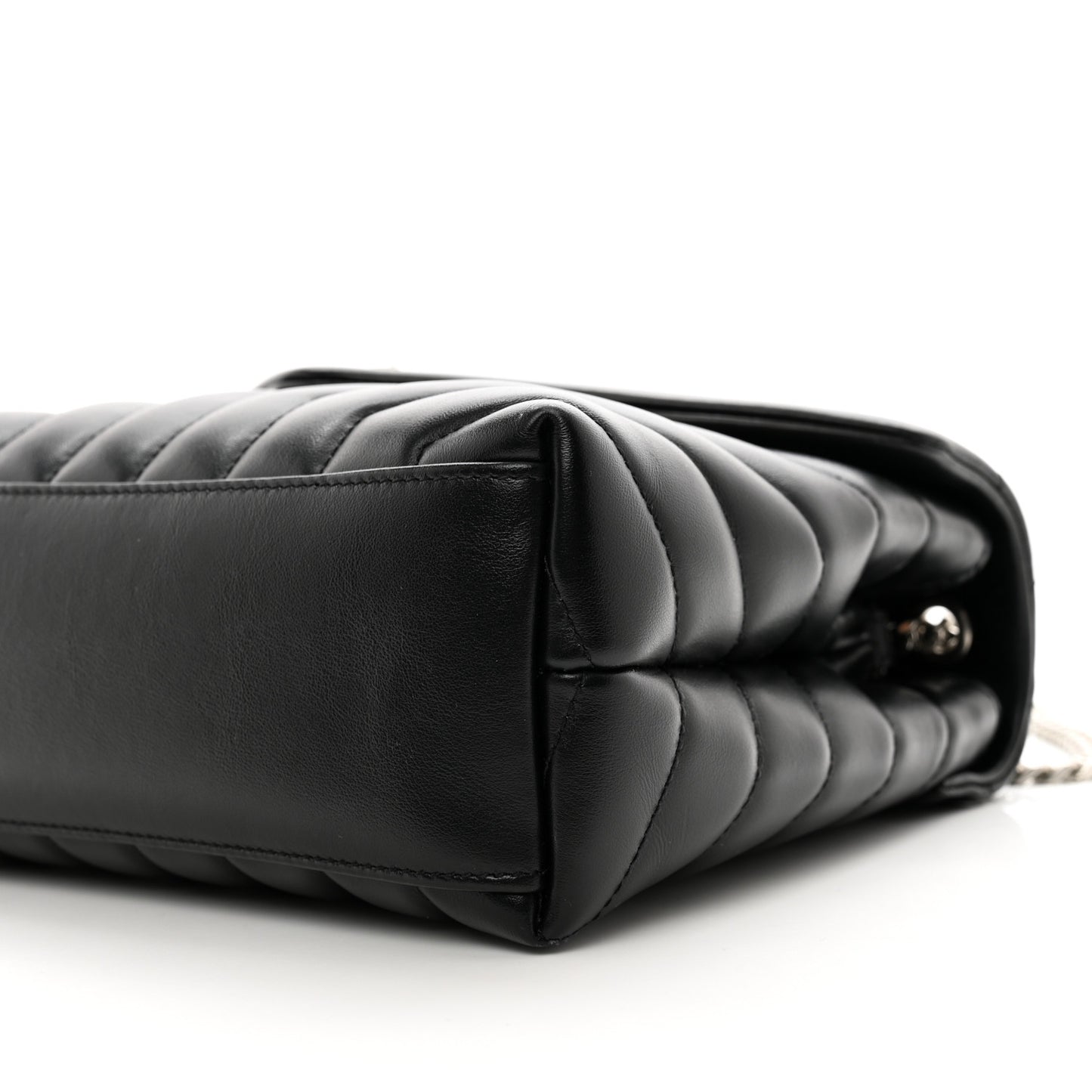 Calfskin Y Quilted Monogram Small Loulou Chain Satchel Black