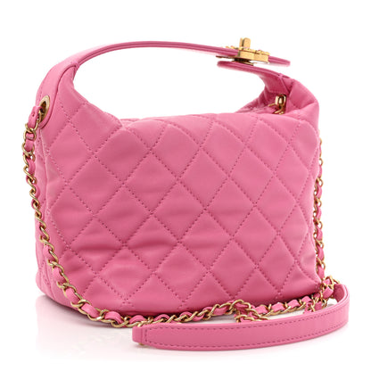 Chanel Lambskin Quilted Perfect Meeting Hobo Pink 3 of 8