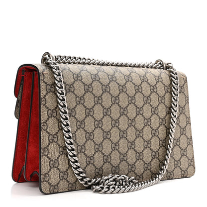 Gucci GG Supreme Monogram Suede Small Dionysus Shoulder Bag Beige Ebony Vulcanic Red 3 of 10