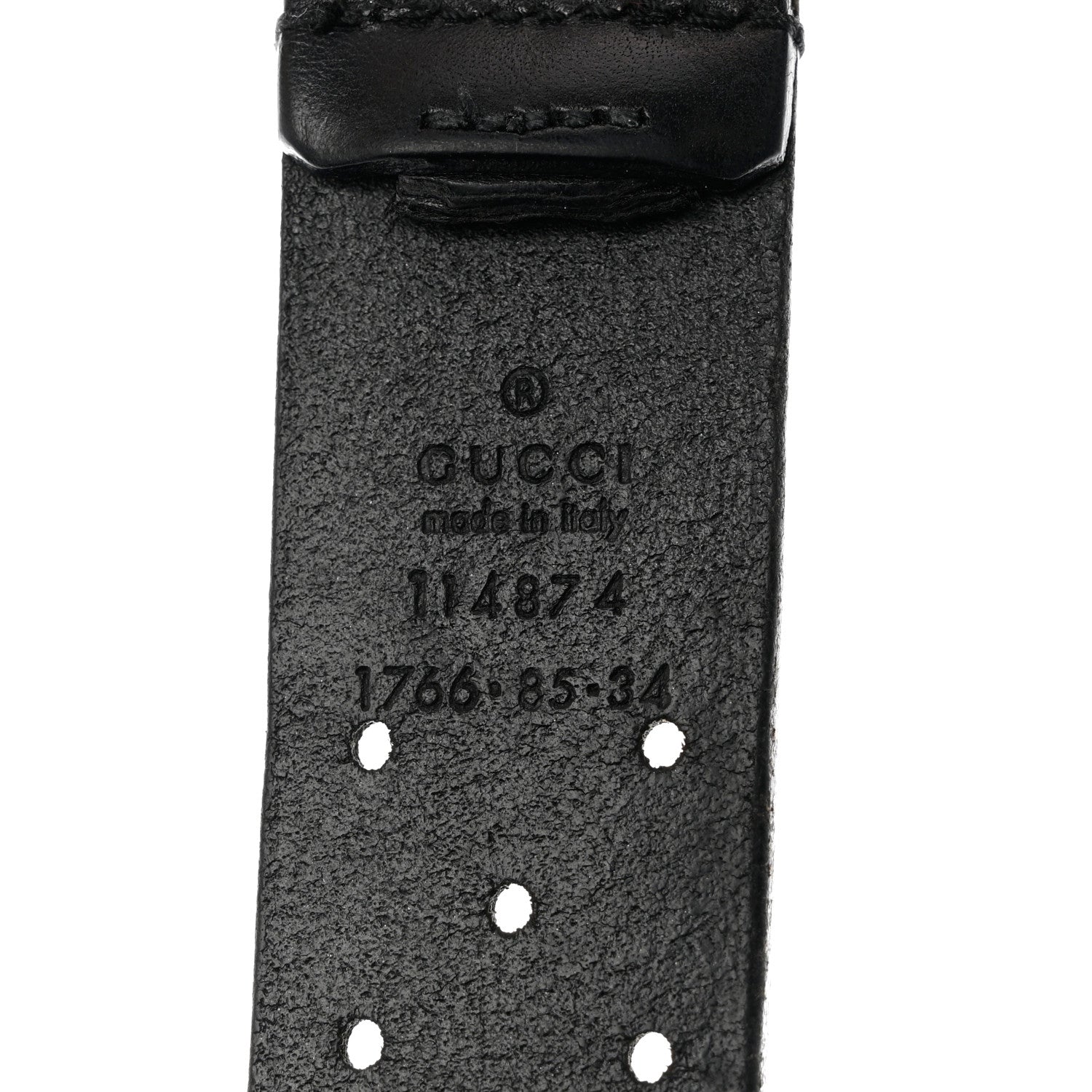Gucci Calfskin Perforated Interlocking G Belt 85 34 Black 4 of 7