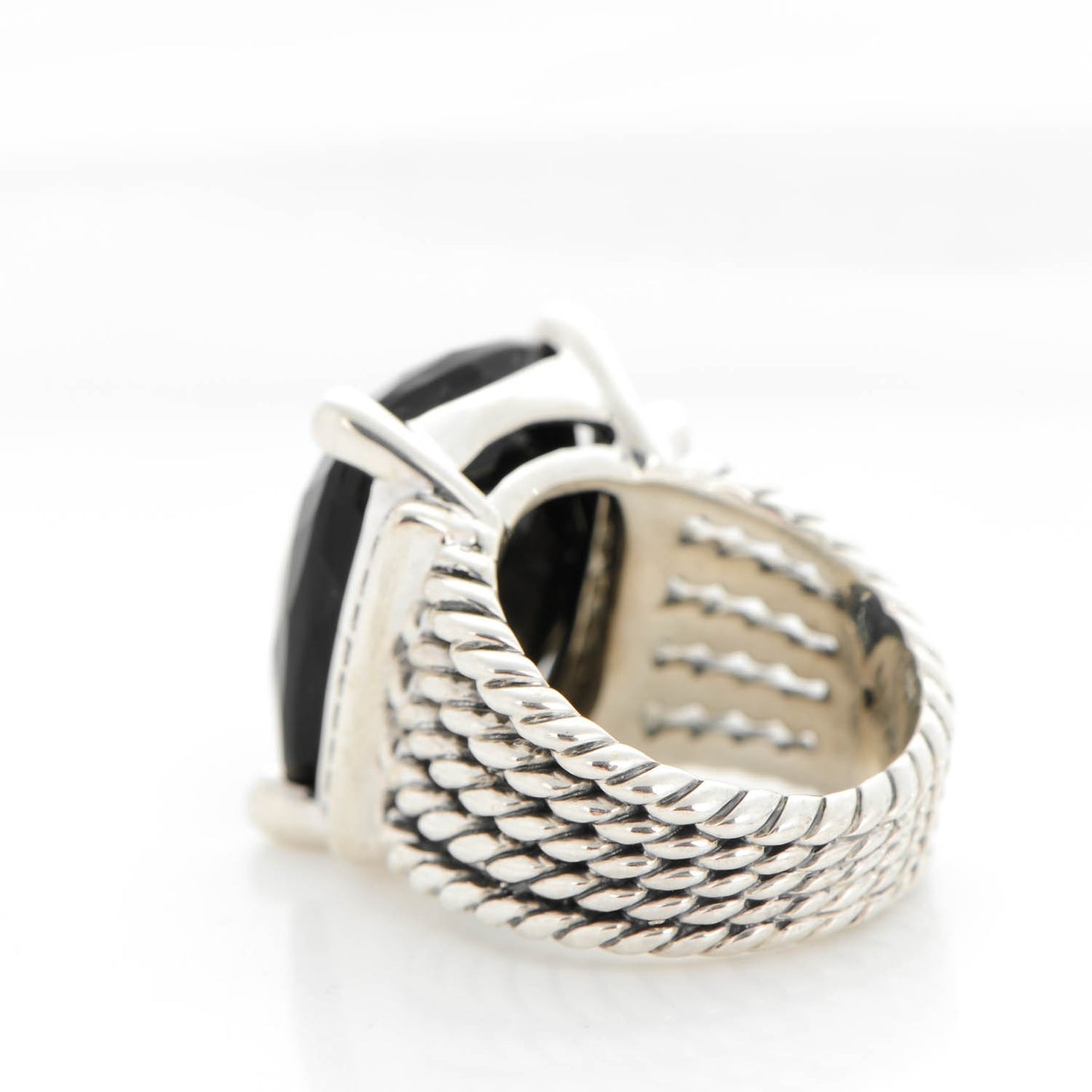 Sterling Silver Diamond Black Onyx 20mm Wheaton Ring 52 6