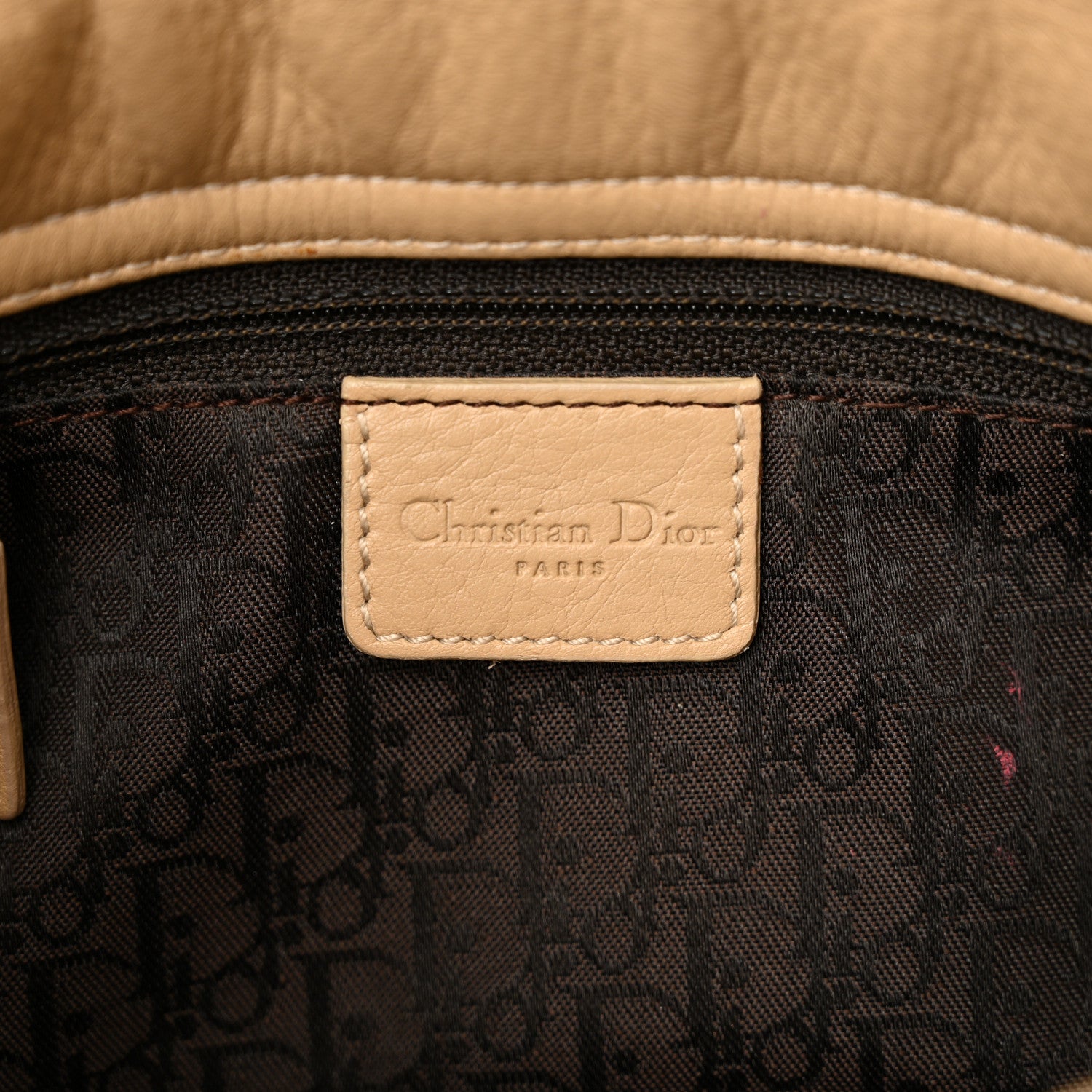 Christian Dior Calfskin Logo Charm Shoulder Bag Beige 6 of 14