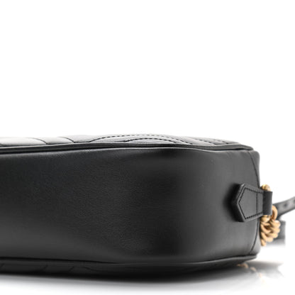 Gucci Calfskin Matelasse Small GG Marmont Chain Shoulder Bag Black 10 of 11