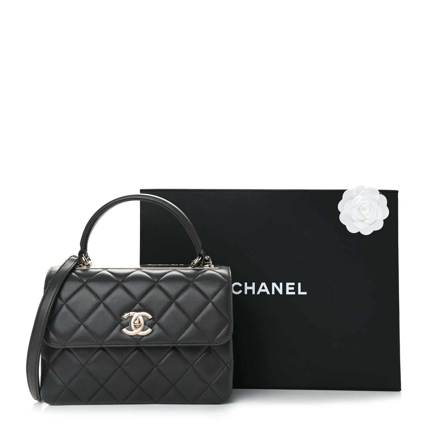 Lambskin Quilted Small Trendy CC Dual Handle Flap Bag Dark Grey