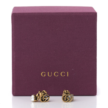 Gucci Metal Crystal Double G Chain Drop Earrings Aged Gold 5 of 5