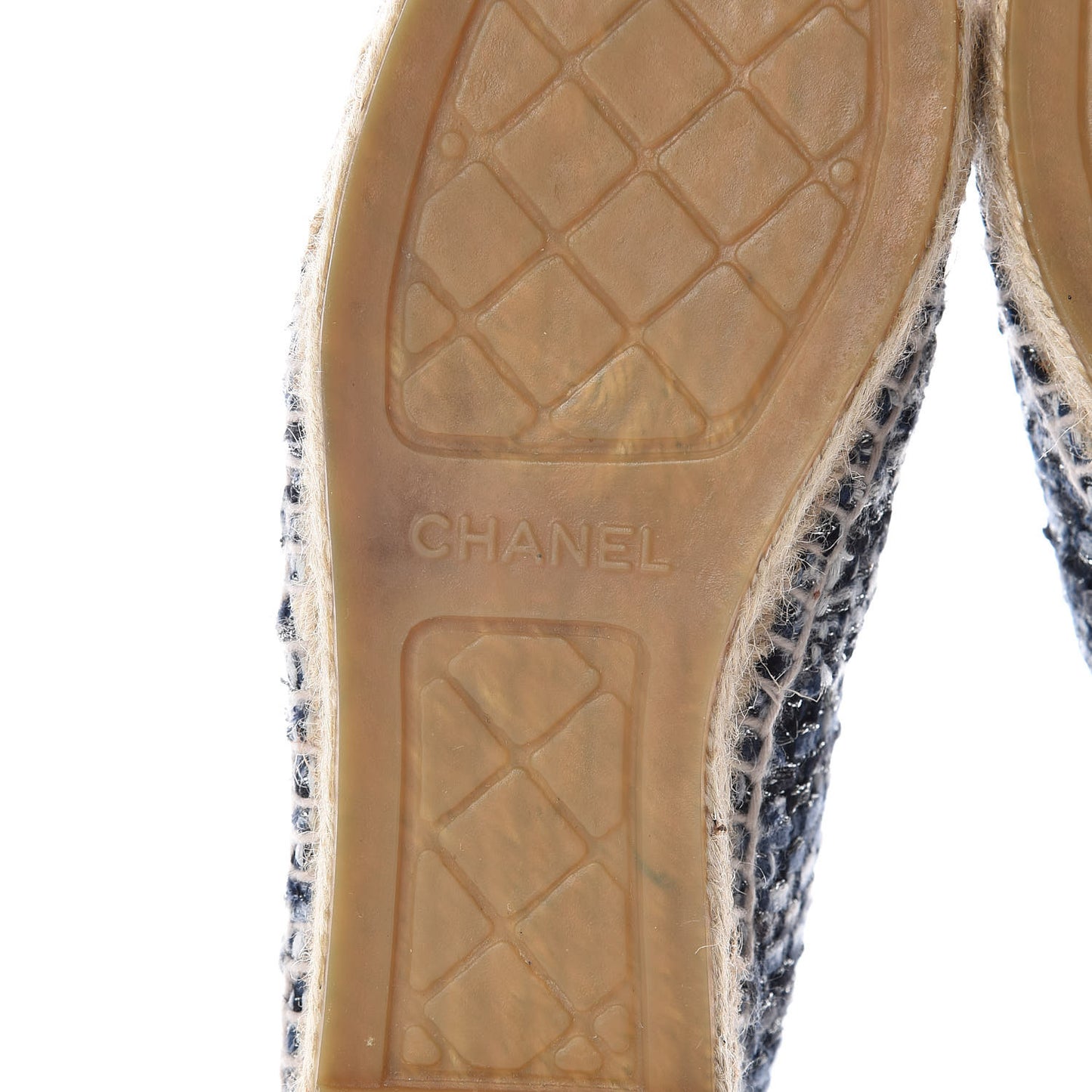 Metallic Tweed Lambskin CC Espadrilles 37 Blue Black Silver