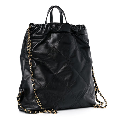Chanel Shiny Calfskin Quilted Chanel 22 Backpack Black 2 of 10