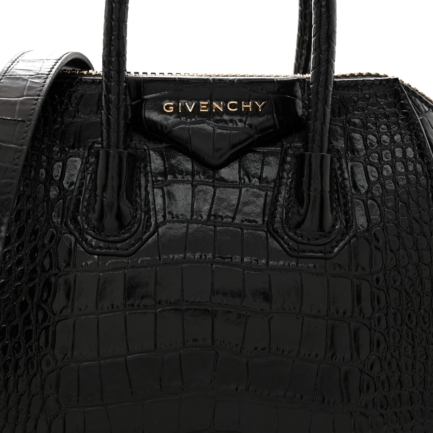Givenchy Calfskin Crocodile Embossed Mini Antigona Black 8 of 10