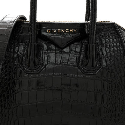 Givenchy Calfskin Crocodile Embossed Mini Antigona Black 8 of 10