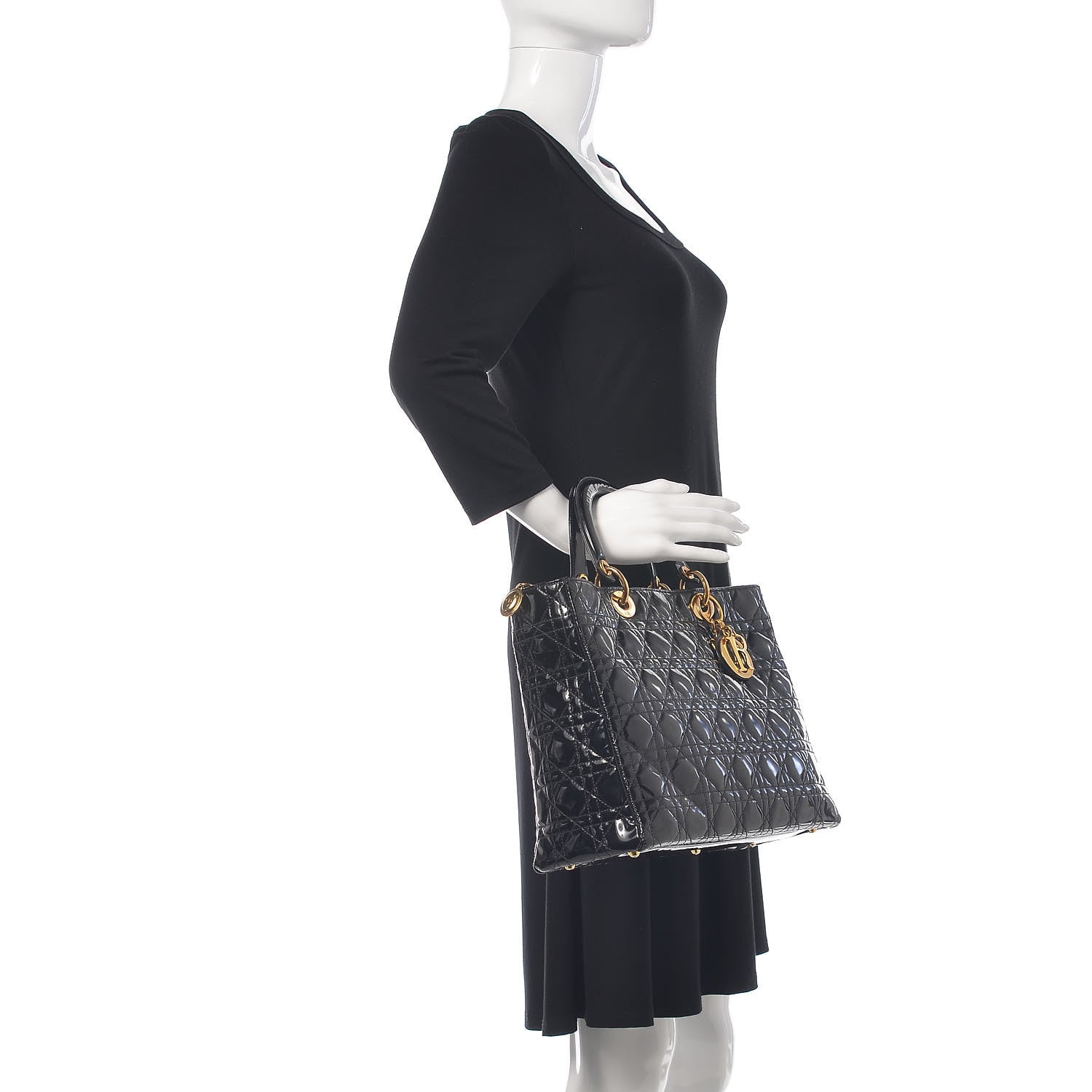 Christian Dior Patent Cannage Large Lady Dior Black 2 of 16