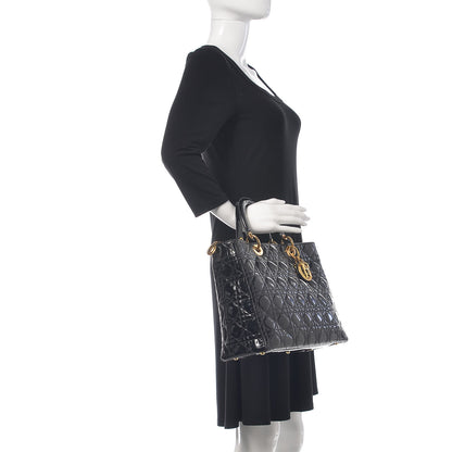 Christian Dior Patent Cannage Large Lady Dior Black 2 of 16