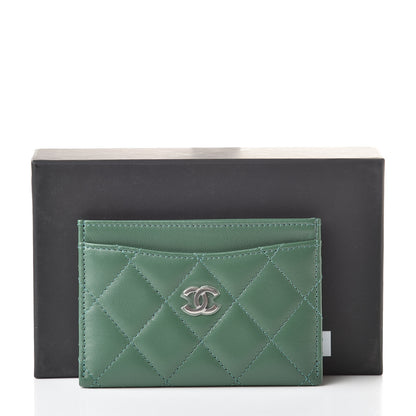 Chanel Lambskin Quilted Card Holder Green 9 of 9