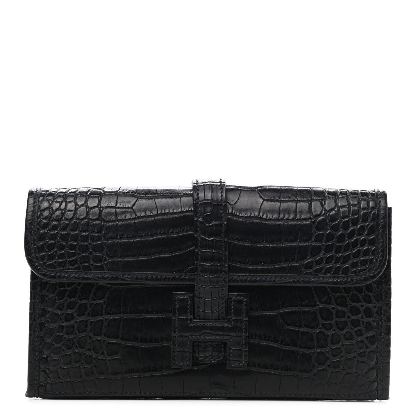 Matte Alligator Jige Duo Clutch Bleu Indigo