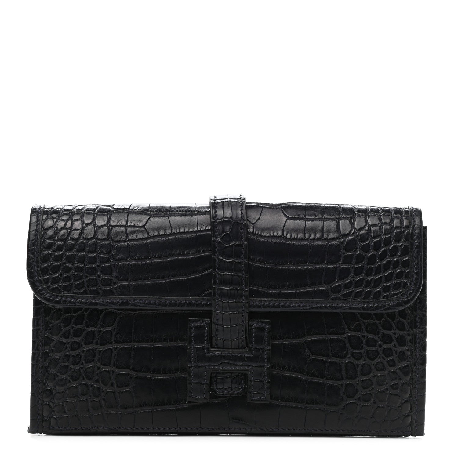Hermes Matte Alligator Jige Duo Clutch Bleu Indigo 1 of 10
