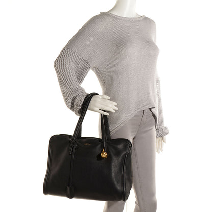 Alexander McQueen Pebbled Calfskin Medium Skull Padlock Zip Around Tote Black 2 of 8