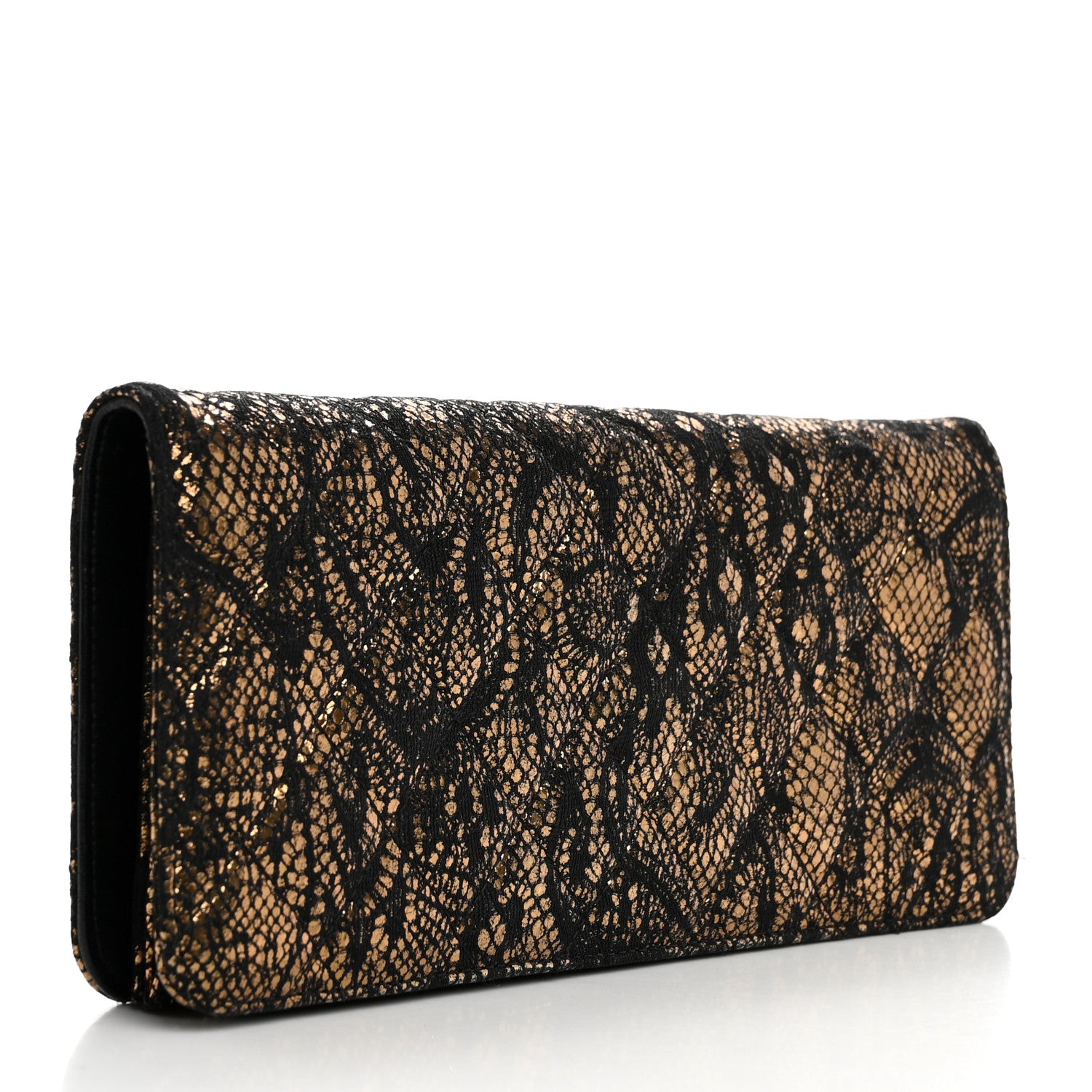 Chanel Metallic Tweed Quilted Clutch Black Gold 3 of 14