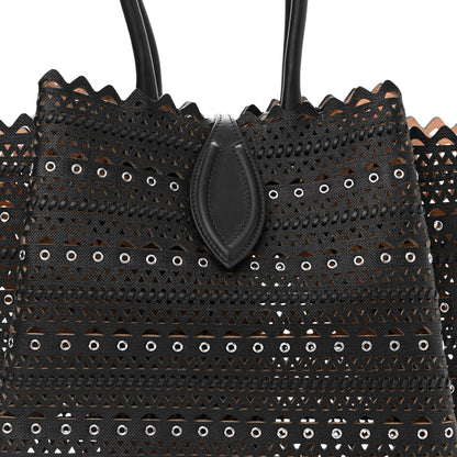 Alaia Calfskin Laser Cut Grommet Angele 25 Tote Black 8 of 11