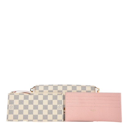 Louis Vuitton Damier Azur Pochette Felicie Chain Wallet Rose Ballerine 3 of 8