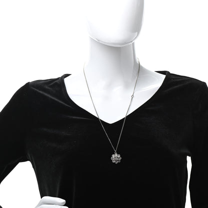 Chanel Crystal CC Flower Pendant Necklace Silver 2 of 6