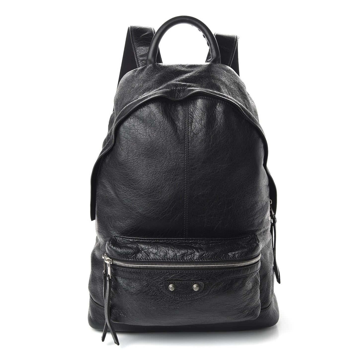 Agneau Classic Silver Hardware Backpack Black