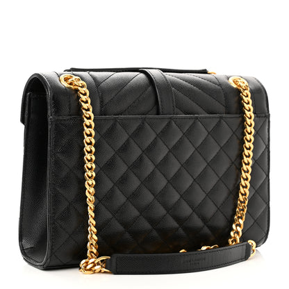 Saint Laurent Grain De Poudre Textured Mixed Matelasse Triquilt Medium Monogram Satchel Black 3 of 11