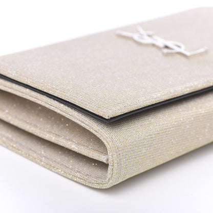 Saint Laurent Metallic Sparkle Fabric Monogram Kate Wallet on Chain Perle 6 of 8