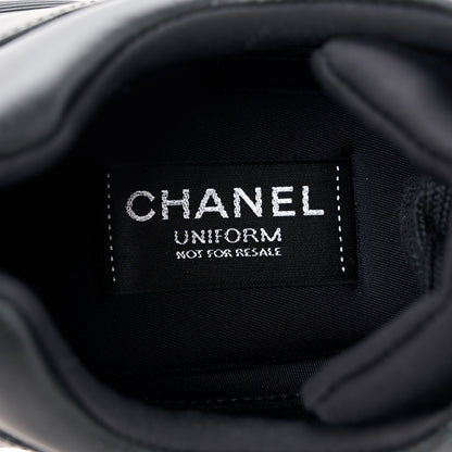 Chanel Lambskin Fabric CC Uniform Mens Sneakers 44 Black 8 of 9