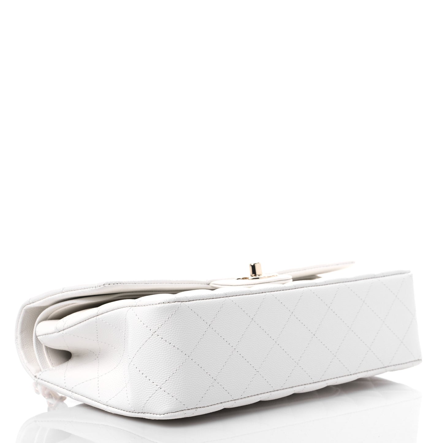 Caviar Quilted Medium Double Flap White