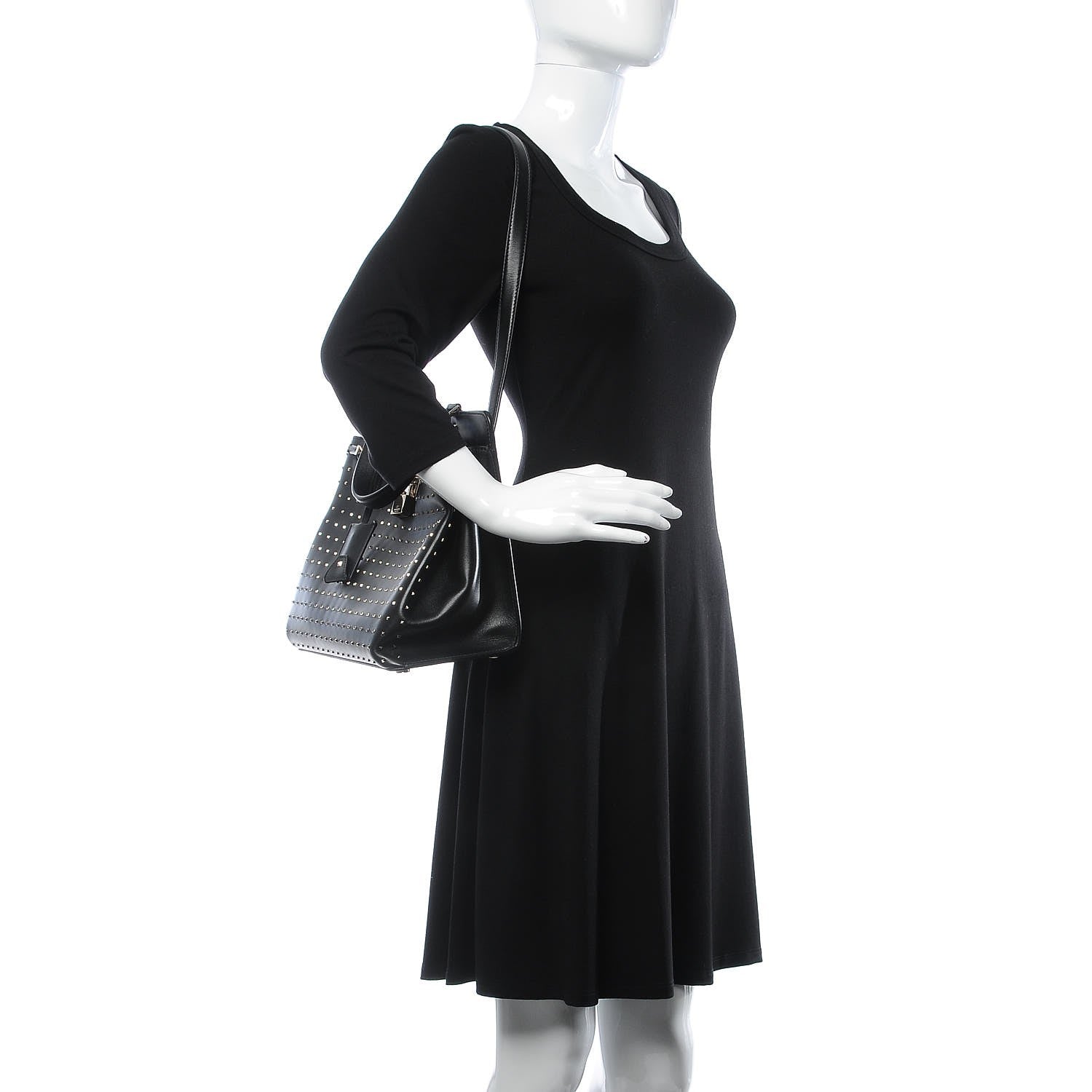 Valentino Garavani Calfskin Studded Medium Joylock Satchel Black 2 of 17