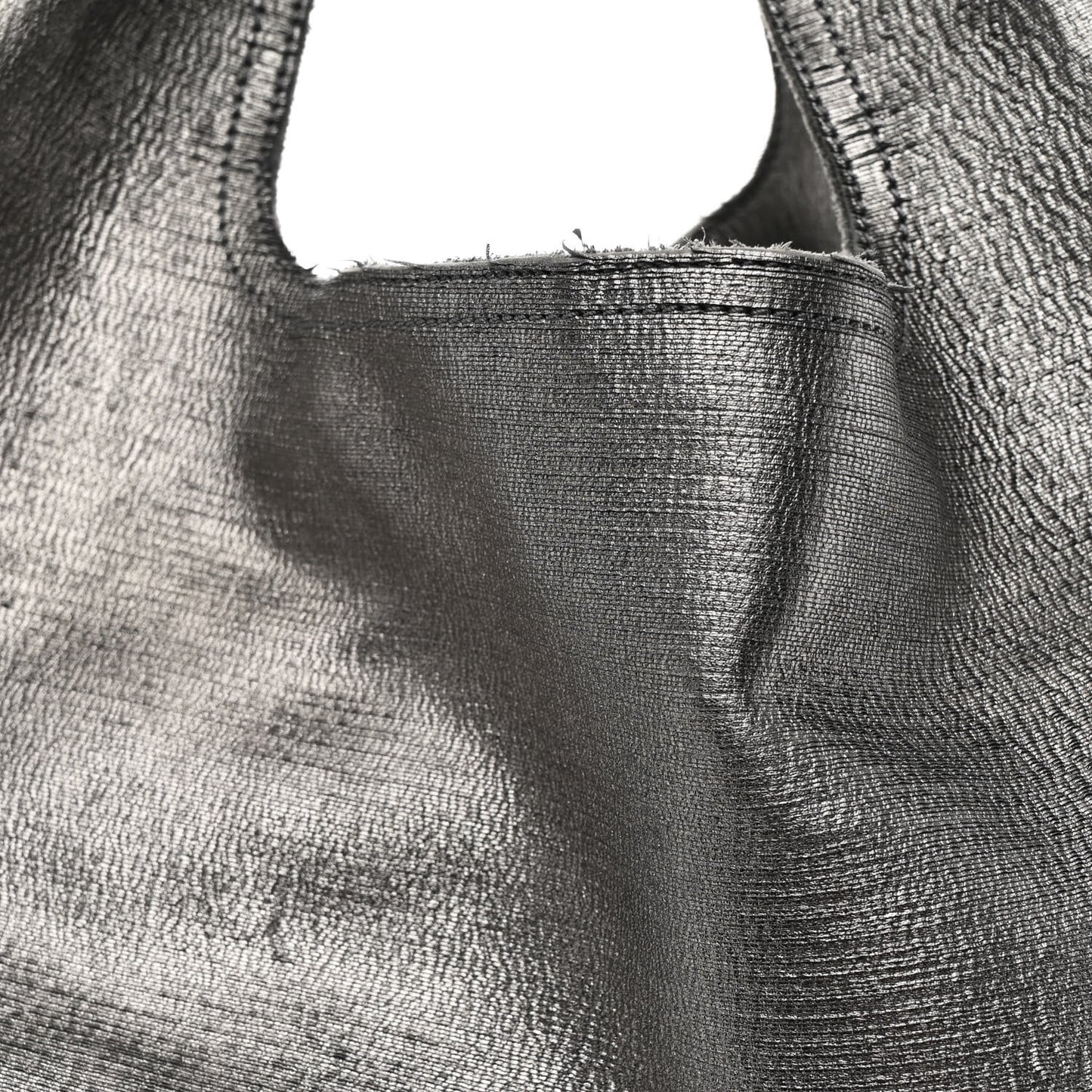Metallic Pleated Calfskin Hilary Tote Silver