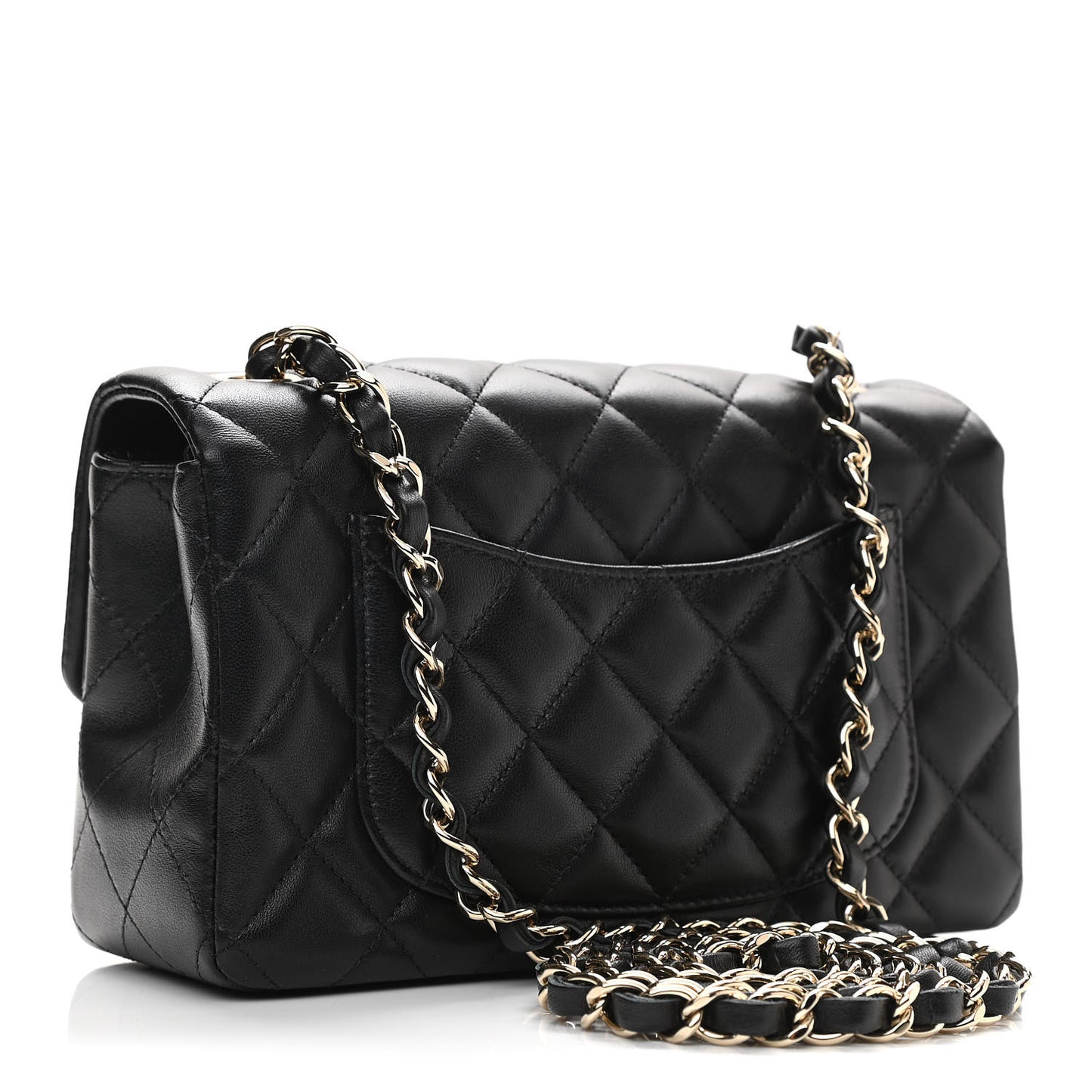 Lambskin Quilted Mini Rectangular Flap Black