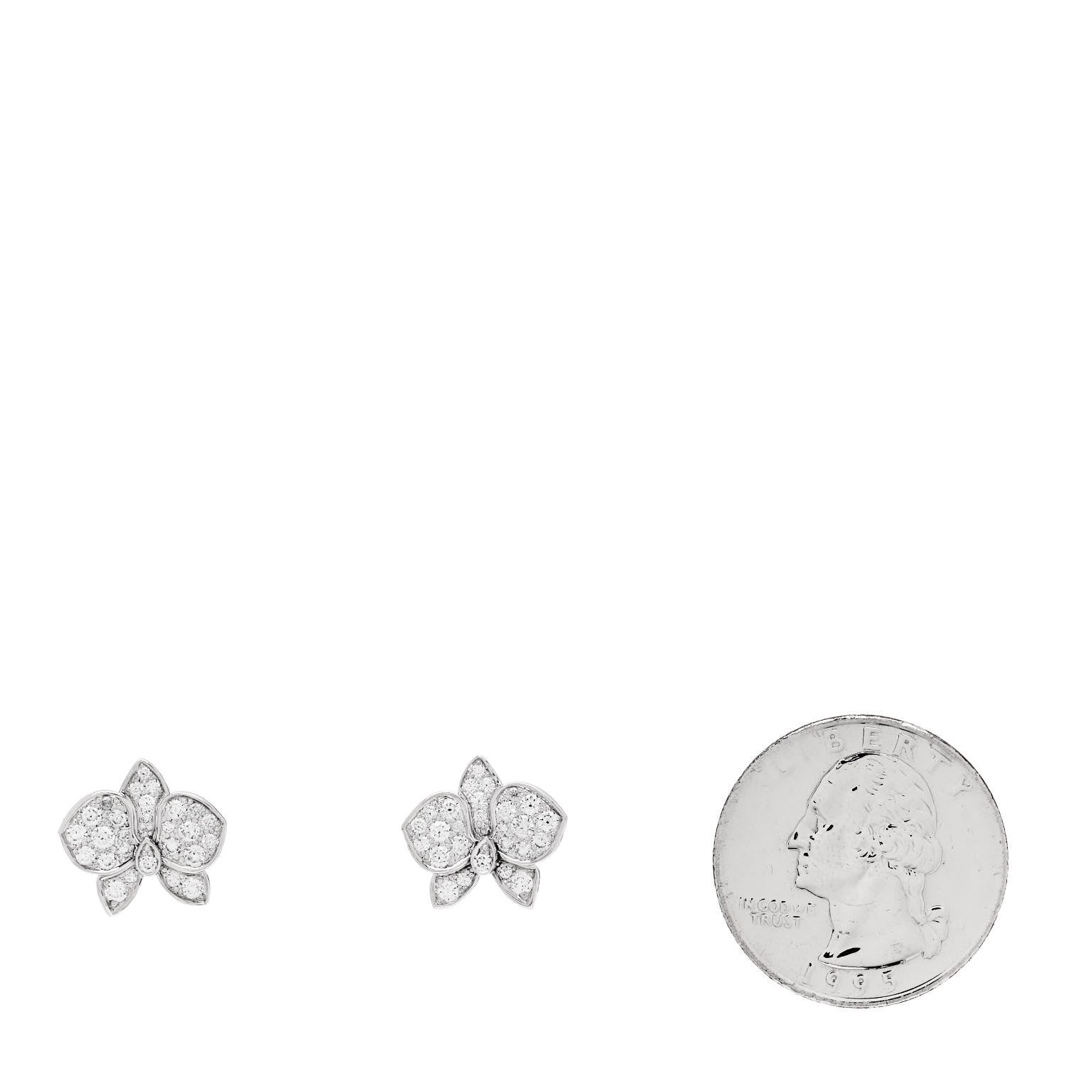Cartier 18K White Gold Diamond .80ct Caresse D'Orchidees Par Cartier Earrings 2 of 5