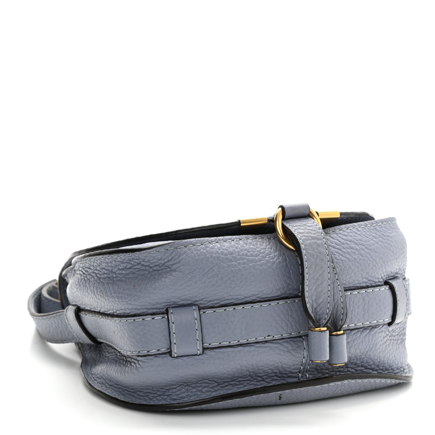 Calfskin Mini Marcie Round Crossbody Bag Washed Blue