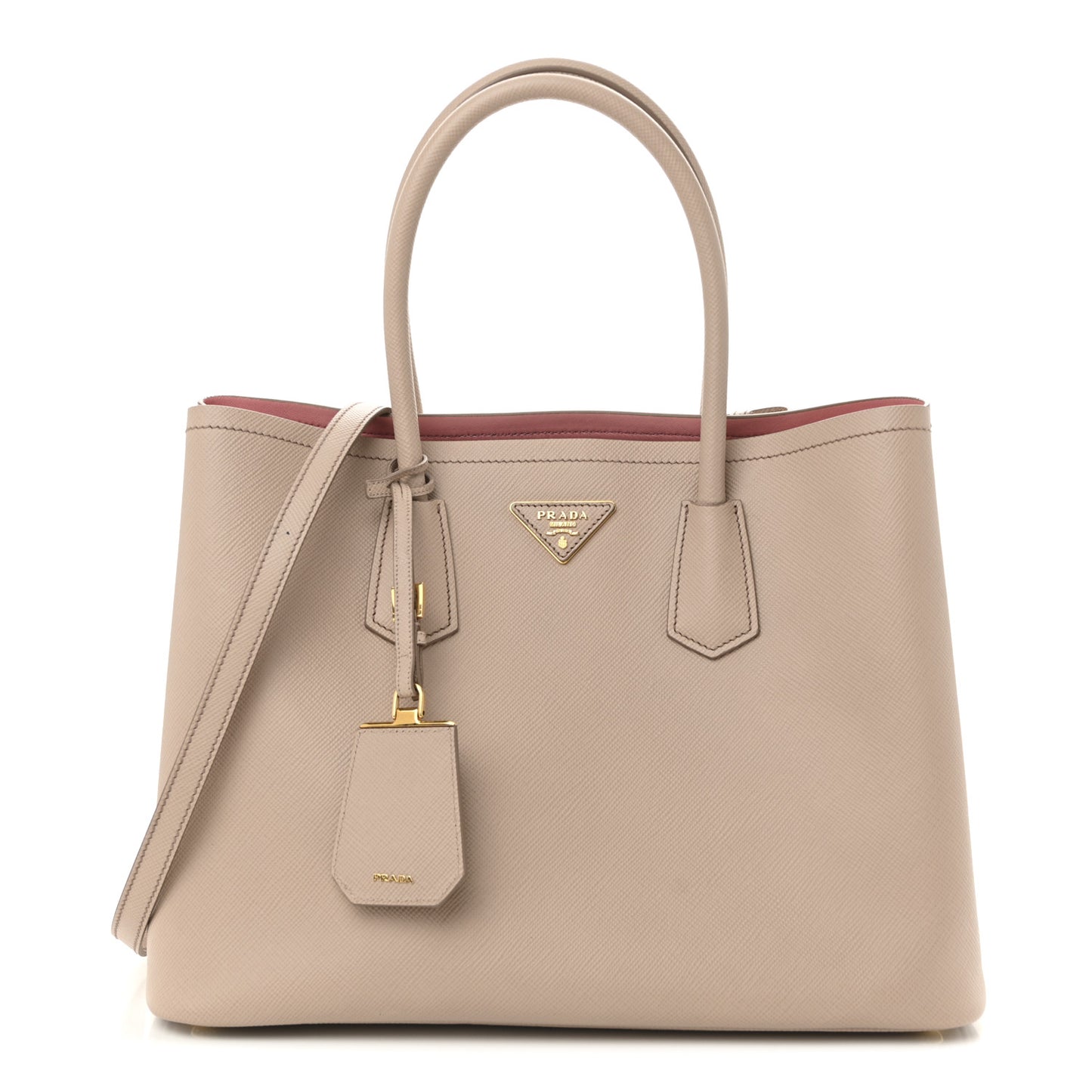 Saffiano Cuir Small Double Bag Cammeo Rosa