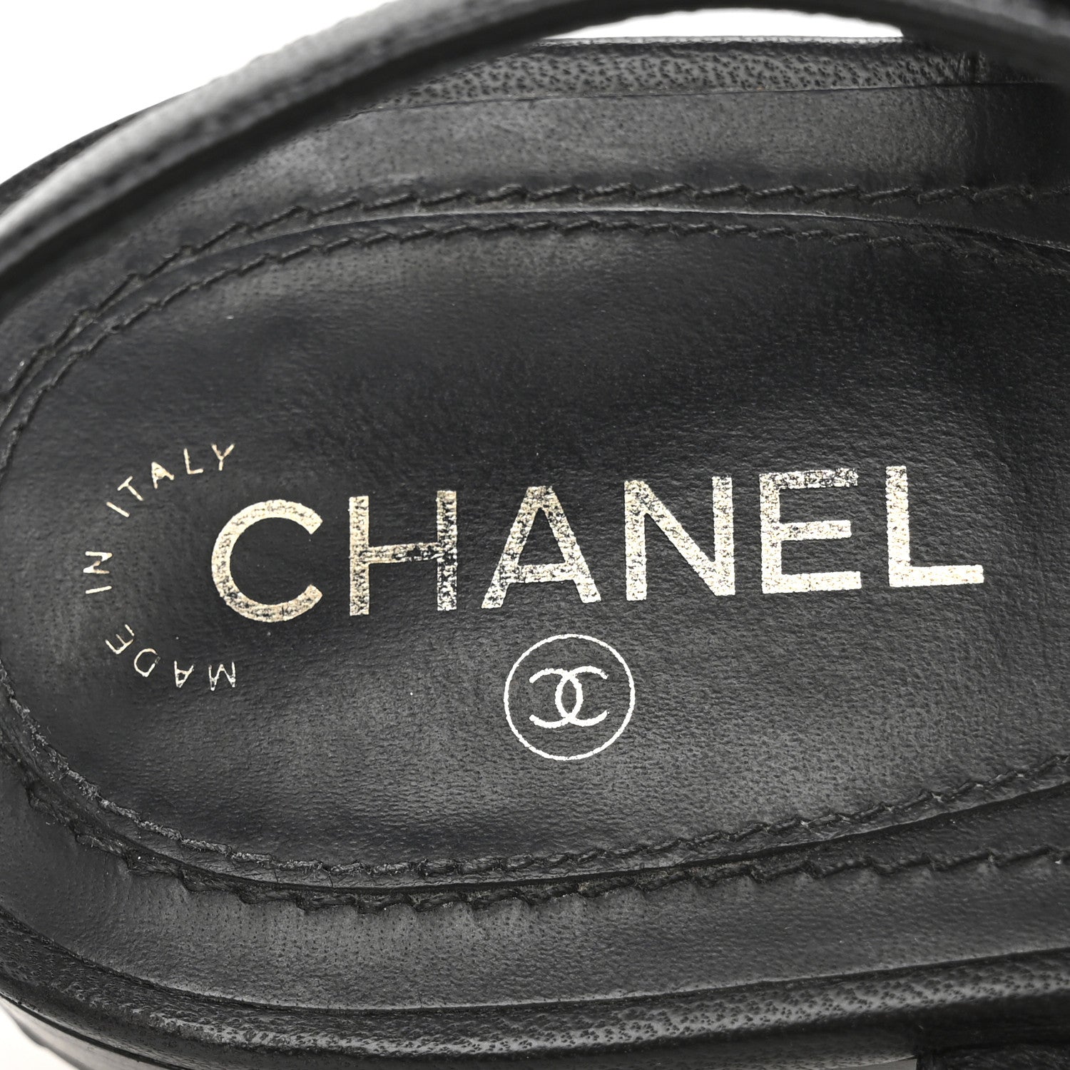 Chanel Calfskin Pearl Crystal CC Charm Thong Sandals 36.5 Black 8 of 11