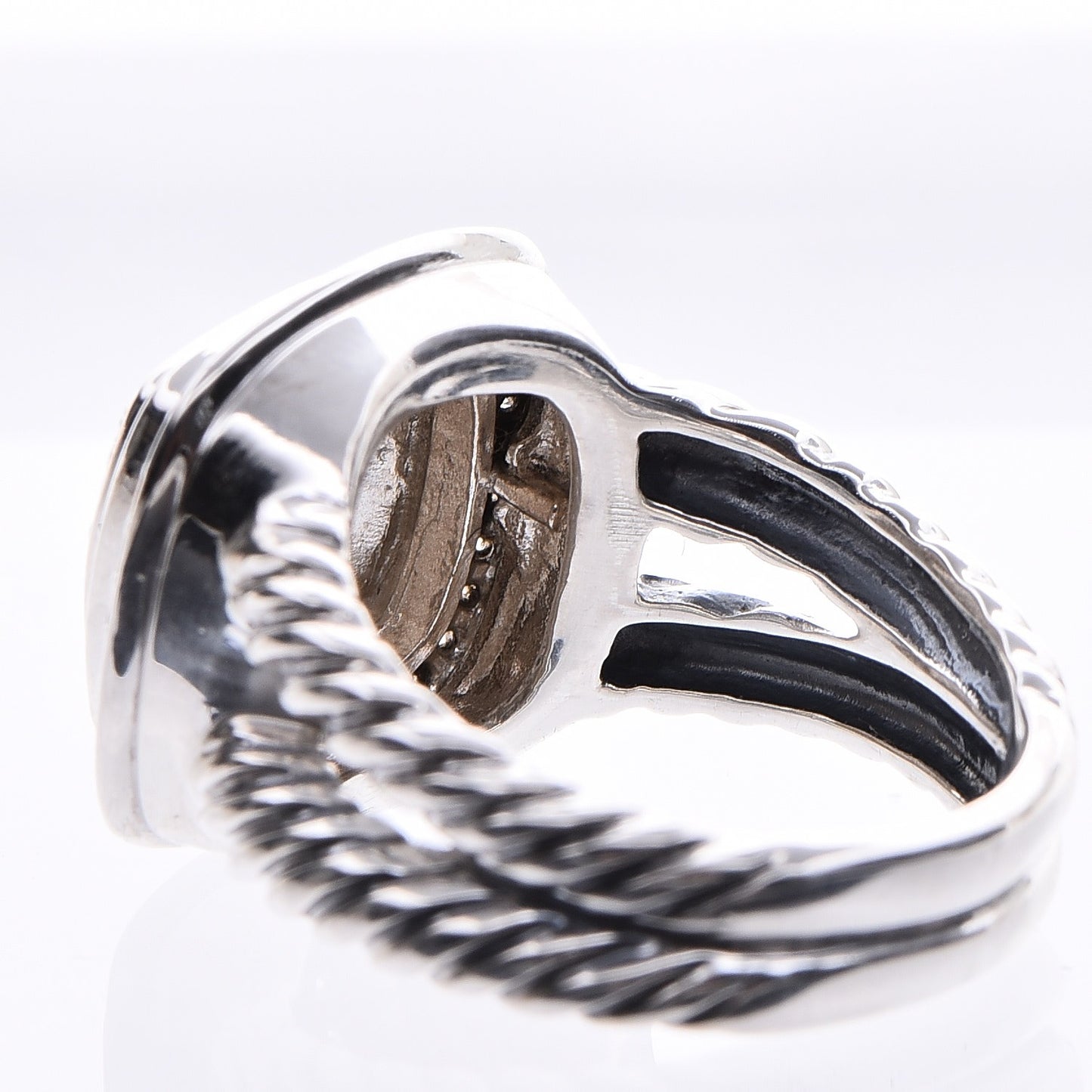 Sterling Silver Diamond 11mm Albion Pave Ring 53 6.5