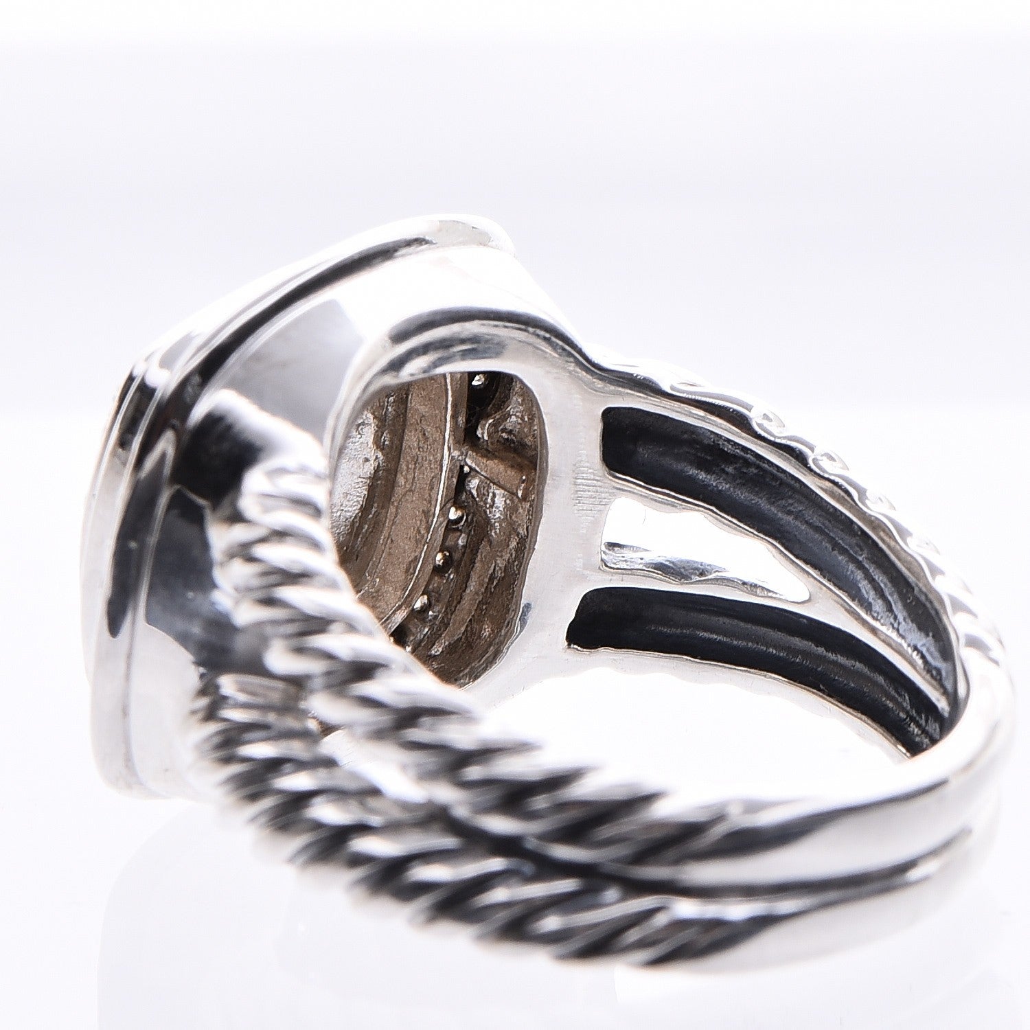 David Yurman Sterling Silver Diamond 11mm Albion Pave Ring 53 6.5 3 of 4